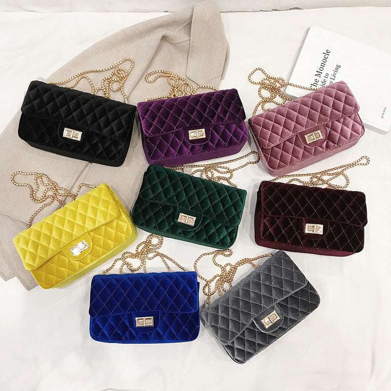 Diamond Chain Handbag, Korean Chain Bag, Synthetic Leather Purse - available at Sparq Mart