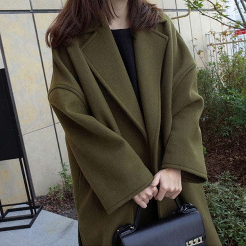 green wool coat, winter wool outerwear, woolen coat women - available at Sparq Mart