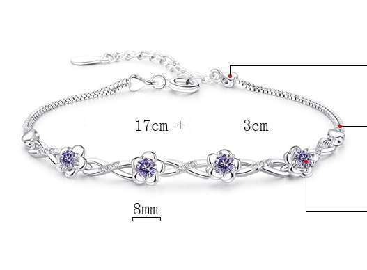 Delicate silver bracelet, Peach flower bracelet, Silver floral jewelry - available at Sparq Mart