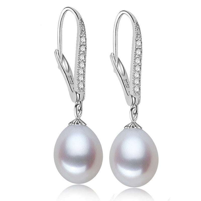 Ladies Elegant Earrings, Natural Pearl Buckles, Silver Pearl Earrings - available at Sparq Mart