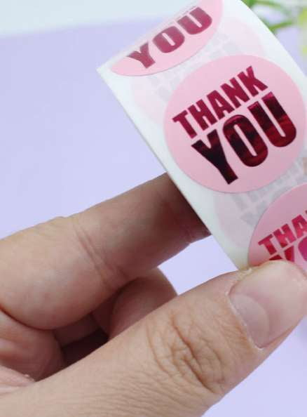 custom thank stickers, elegant sealing stickers, hot stamped labels - available at Sparq Mart