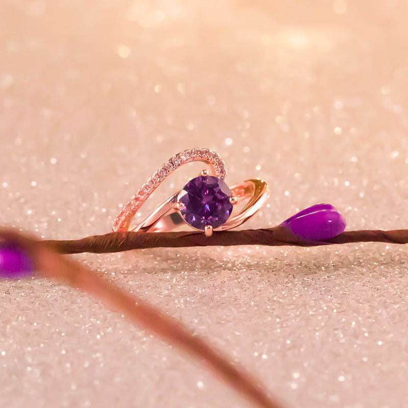 Purple Zircon Engagement, Rose Gold Zircon, Zircon Ring Size - available at Sparq Mart