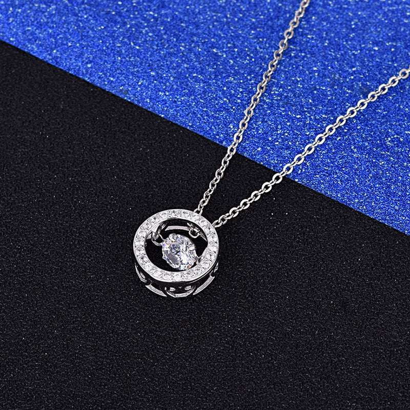 Elegant round silver pendant, S925 silver Korean necklace, Stylish sterling necklace - available at Sparq Mart