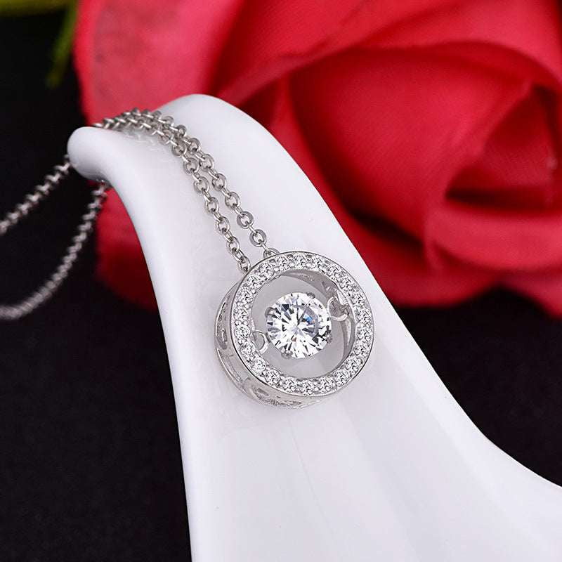 Elegant round silver pendant, S925 silver Korean necklace, Stylish sterling necklace - available at Sparq Mart