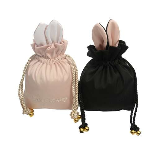 Chic Silk Drawstring Pouch, Luxury Gift Bag Silk, Silk Bunny Ear Bag - available at Sparq Mart