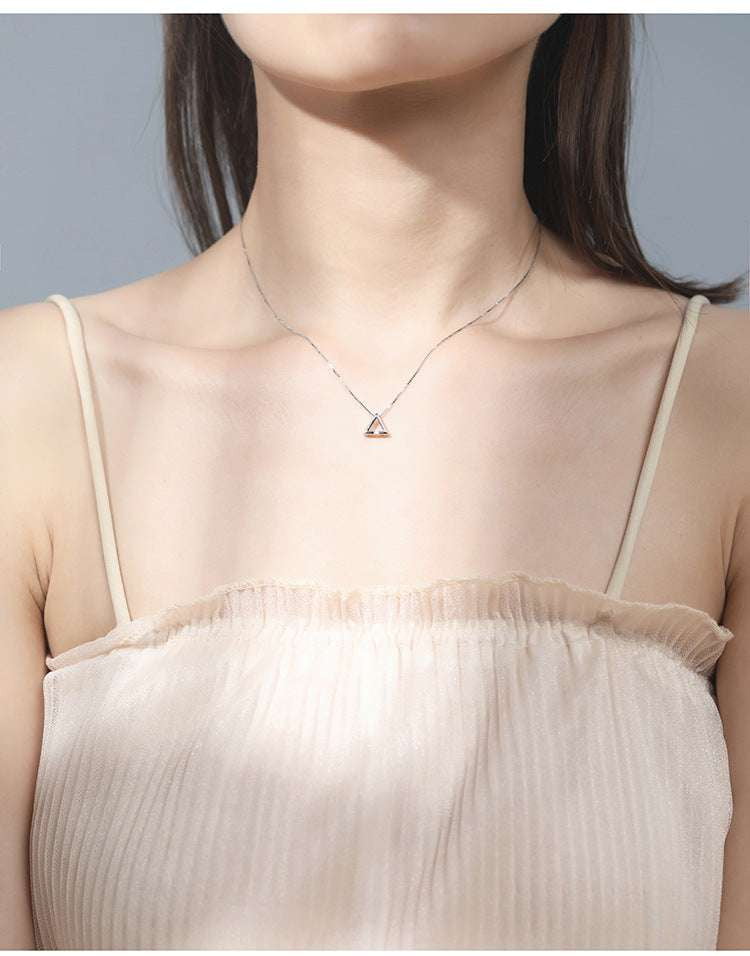 Geometric Clavicle Jewelry, Niche Silver Pendant, Silver Triangle Necklace - available at Sparq Mart