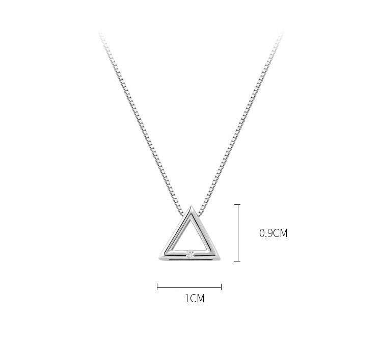 Geometric Clavicle Jewelry, Niche Silver Pendant, Silver Triangle Necklace - available at Sparq Mart