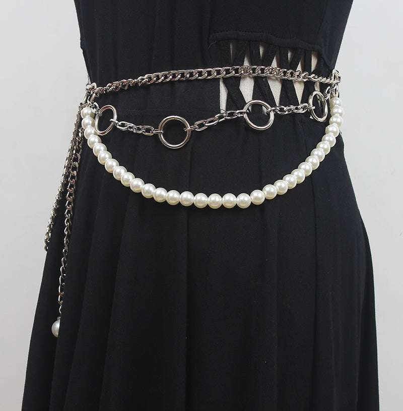 Chic Dress Accessory, Minimalist Belt Embellishment, Silver Waist Chain - available at Sparq Mart