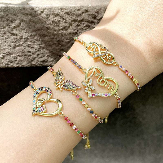 Chic MAMA Letter Bracelet, Elegant Bracelet Jewelry, Fashionable Zircon Bracelet - available at Sparq Mart