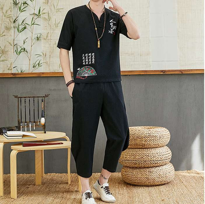 Embroidered Loose Top, Linen T-shirt Casual, Trendy Tang Suit - available at Sparq Mart