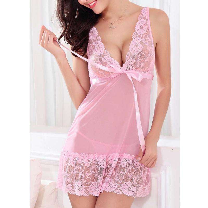 Elegant Sleepwear Lingerie, Seductive Nightwear Mesh, Sheer Lace Nightdress - available at Sparq Mart