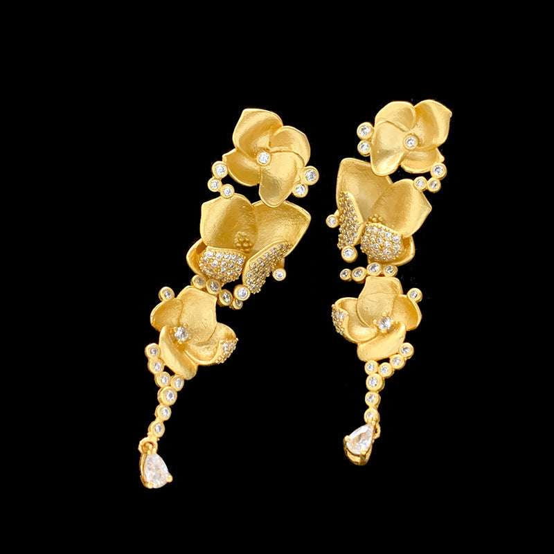 Butterfly Tassel Jewelry, Celebrity Inspired Earwear, Floral Zircon Earrings - available at Sparq Mart