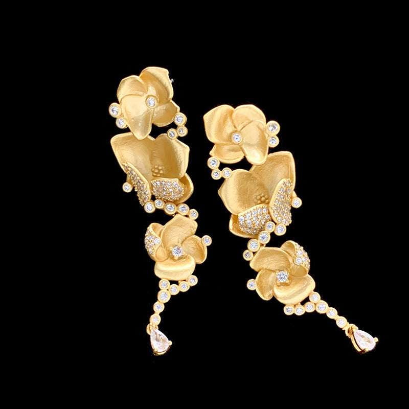 Butterfly Tassel Jewelry, Celebrity Inspired Earwear, Floral Zircon Earrings - available at Sparq Mart