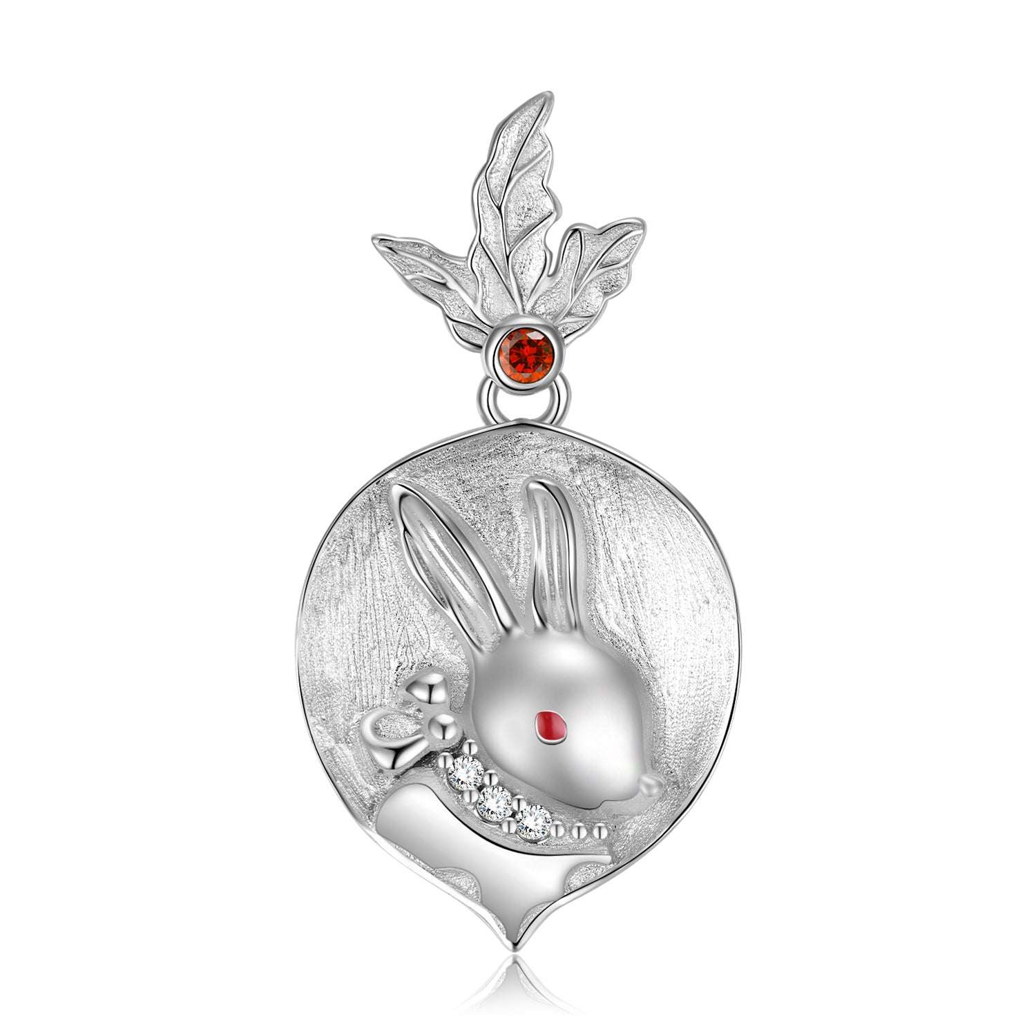 radish rabbit necklace, sandblasted design, sterling silver collar chain - available at Sparq Mart