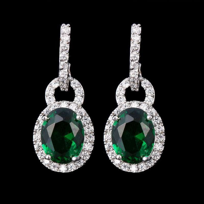 Luxury Emerald Zircon Earrings, Women's Stud Earrings - available at Sparq Mart