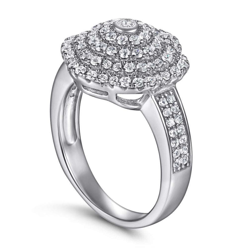 Silver Ornate Ring, Sterling Zircon Ring, Zircon Engagement Band - available at Sparq Mart