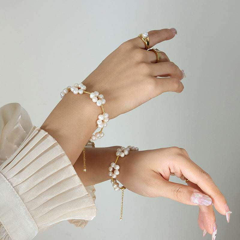 Copper String Jewelry, Fashionable Hand Accessory, Pearl Bracelet Elegance - available at Sparq Mart