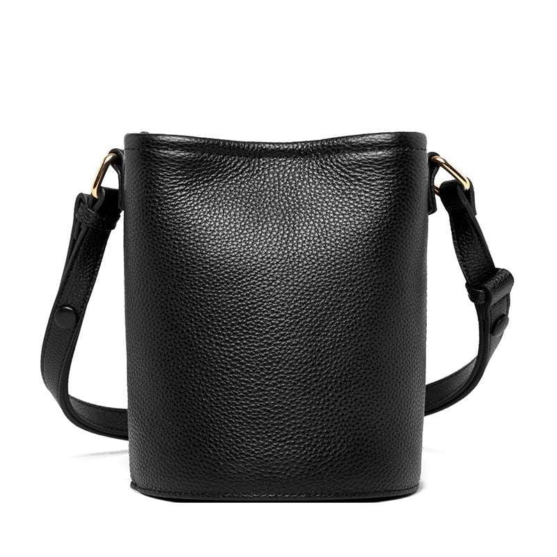 Cowhide Shoulder Bag, Genuine Leather Bucket, Premium Casual Handbag - available at Sparq Mart