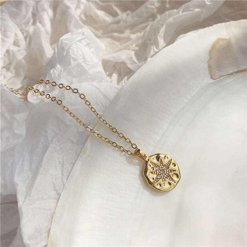 Elegant Gold Necklace, Ladies Fashion Neckwear, Sun Pendant Necklace - available at Sparq Mart