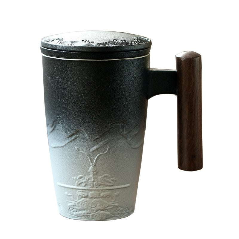 Antiquity Style Mug, Artisan Pottery Cup, Vintage Black Mug - available at Sparq Mart