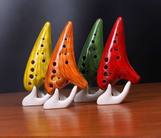 Ceramic Ocarina Instrument, Handcrafted Flute Collector, Musical Pottery Decor - available at Sparq Mart