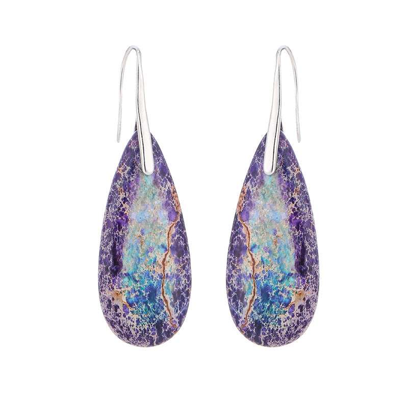 Colored Stone Earrings, Emperor Stone Earrings, Natural Stone Drop Earrings - available at Sparq Mart