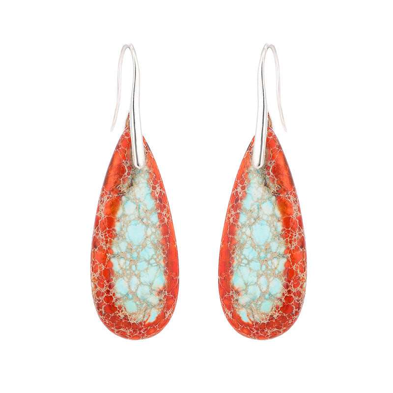 Colored Stone Earrings, Emperor Stone Earrings, Natural Stone Drop Earrings - available at Sparq Mart