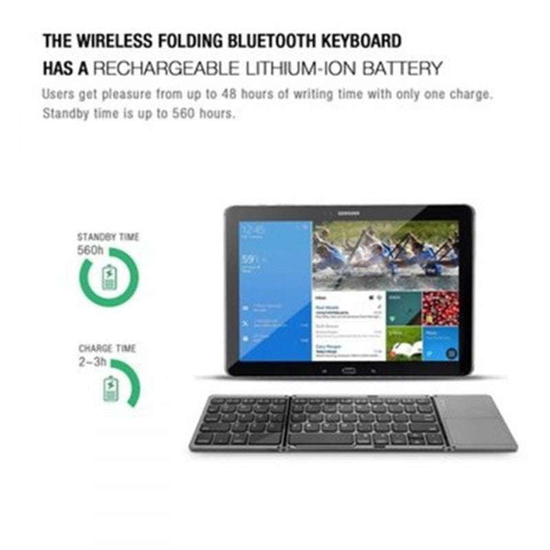 Black and white, Folding Bluetooth Keyboard, High-Quality - available at Sparq Mart