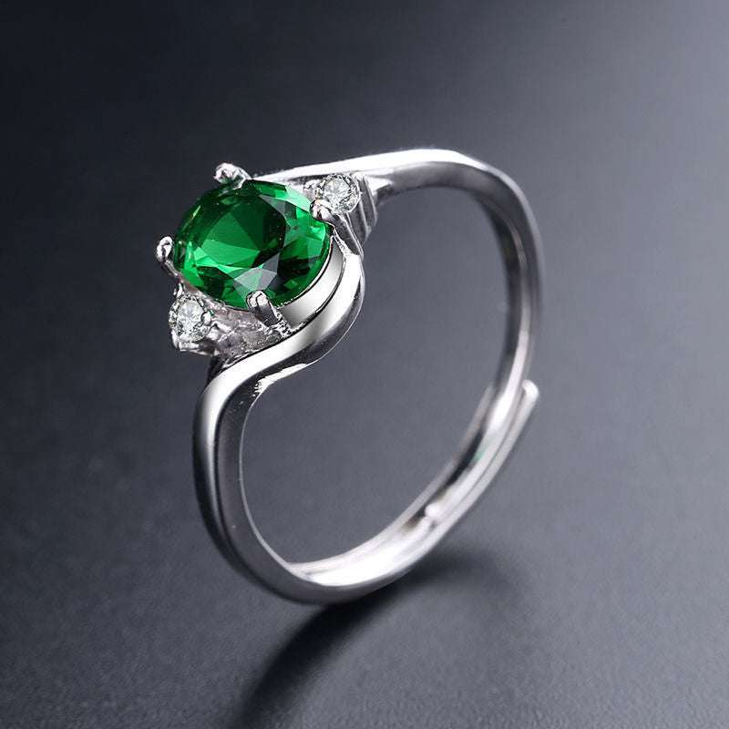 925 Silver Plated Ring, Imitation Green Chalcedony Ring - available at Sparq Mart