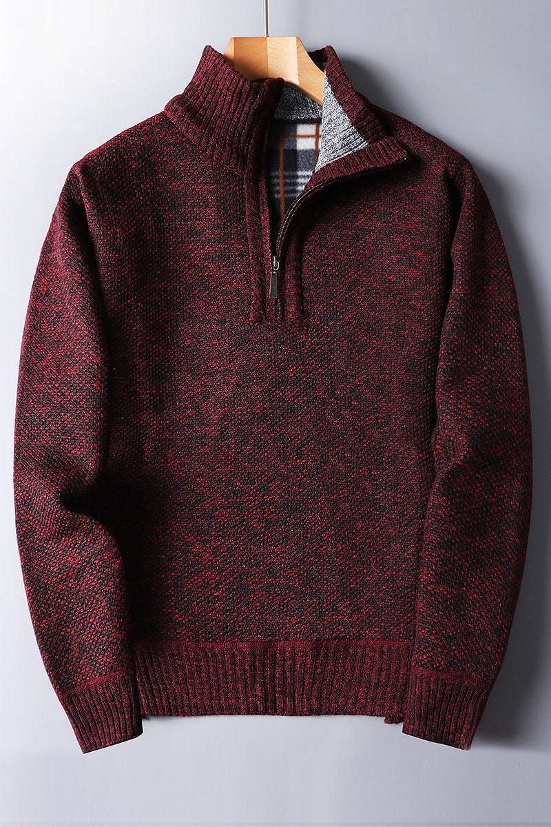 Cozy Zipper Sweater, Fashionable Men's Sweater, Warm Knit Sweater - available at Sparq Mart