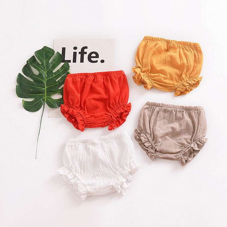 Baby linen shorts, casual triangle shorts, solid color baby shorts - available at Sparq Mart