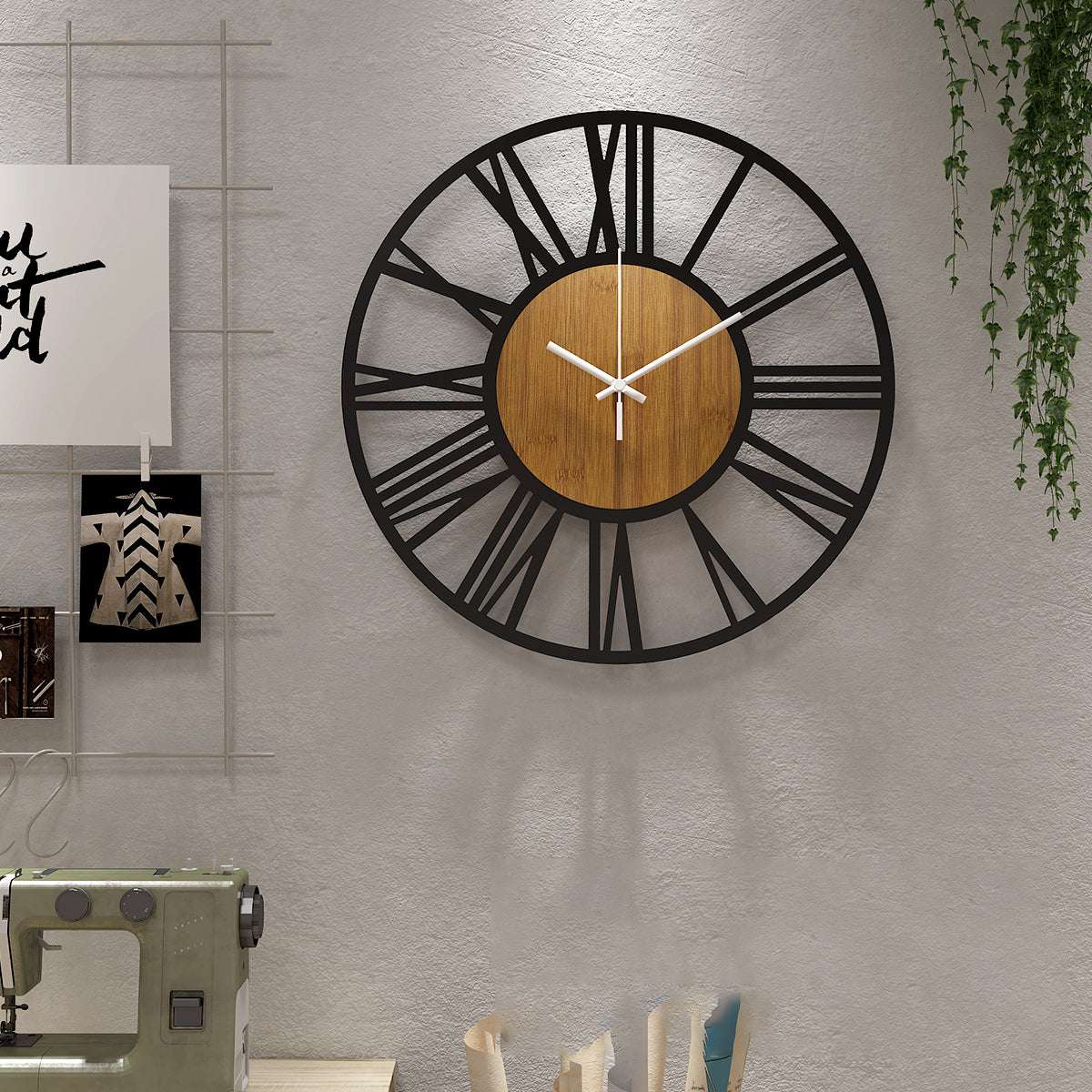 autopostr_pinterest_64088, High-Quality Wall Clock, Wholesale Round Wall Clock, Wood and Metal Roman Numerals - available at Sparq Mart