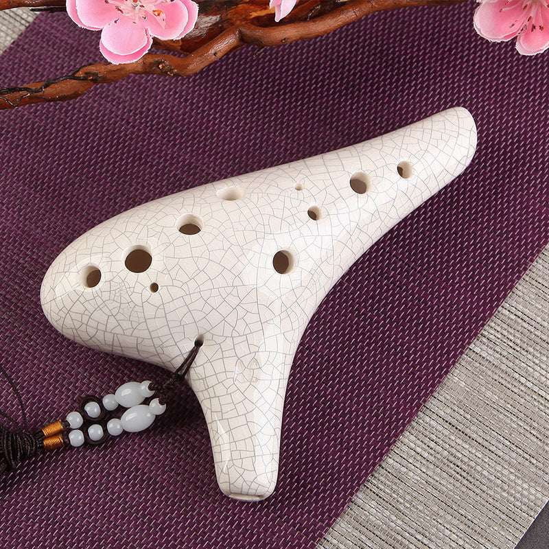 12-hole ocarina, high-quality ocarina, white crack ocarina - available at Sparq Mart