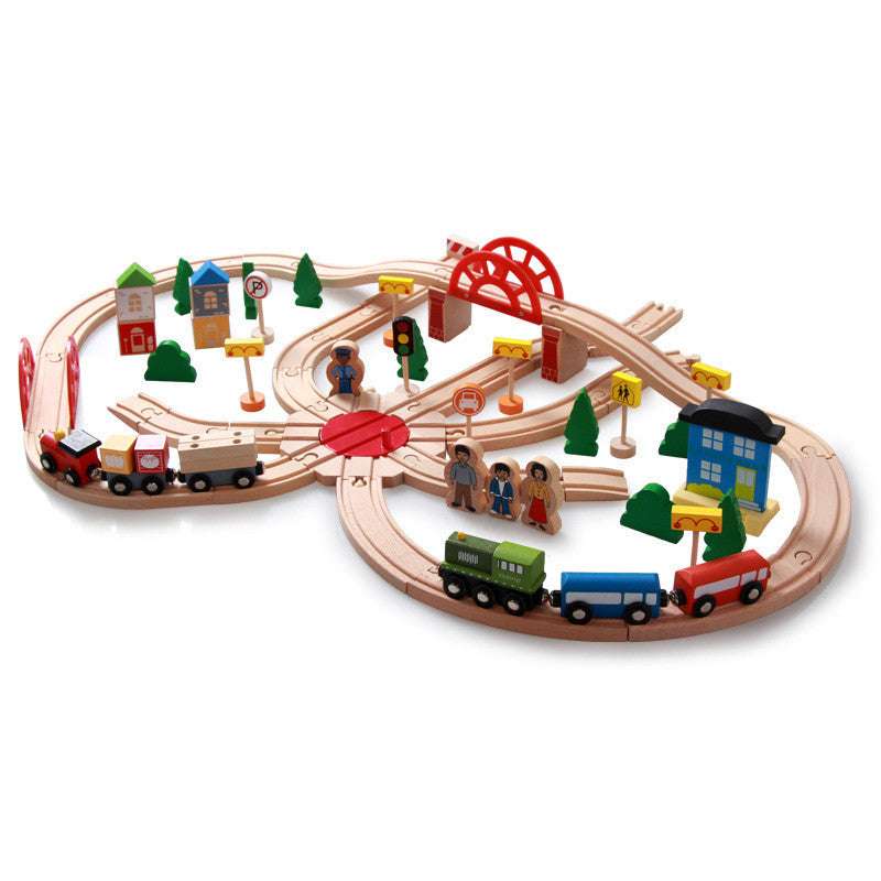 120 pieces, Kids toys, Wooden train set - available at Sparq Mart