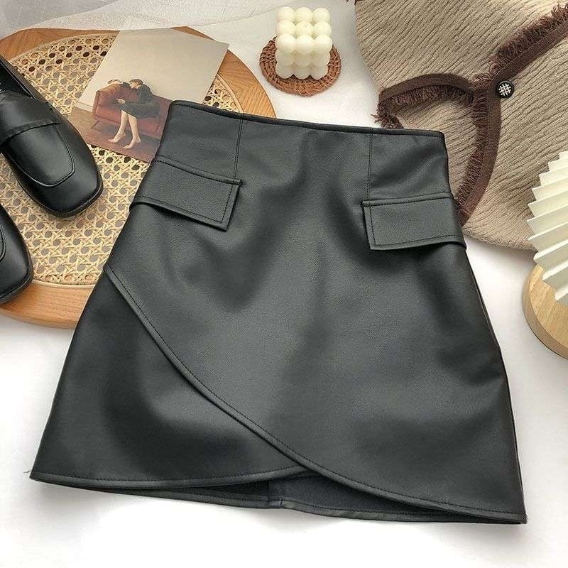 Faux Pocket Skirt, Irregular Hem Skirt, Women's A-Line Skirt - available at Sparq Mart