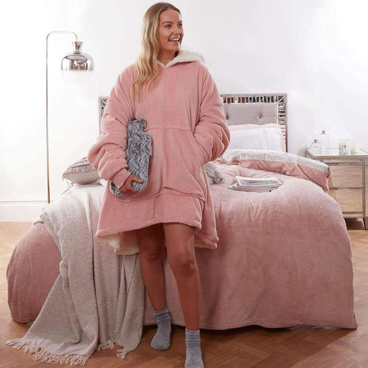 cozy blanket sleepwear, flannel warm pajamas, hooded pajama women - available at Sparq Mart