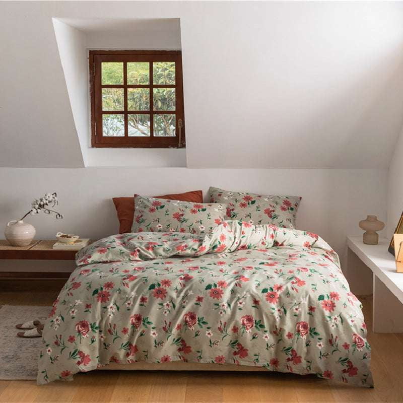 Korean Cotton Bedset, Luxury Bedding Collection, Retro Floral Bedding - available at Sparq Mart