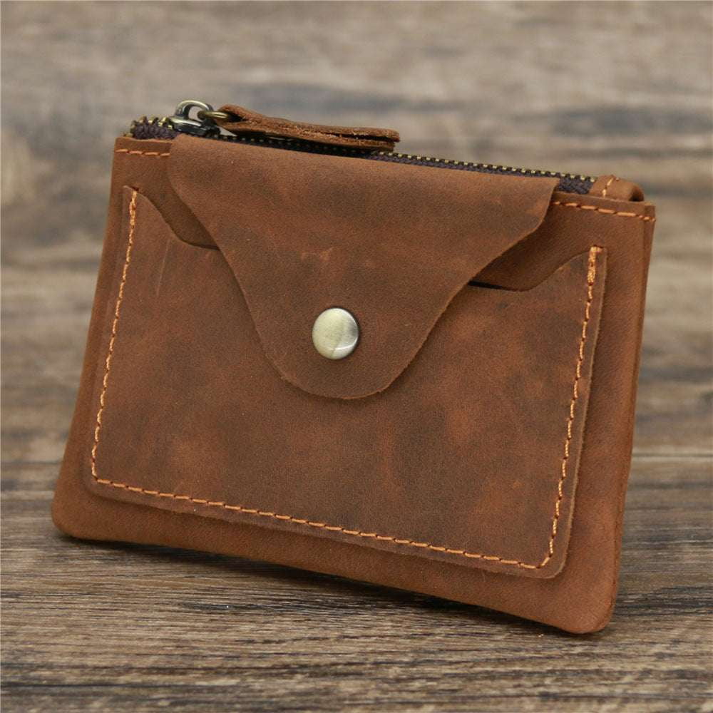 Compact Zipper Pouch, Leather Coin Wallet, Retro Purse Accessory - available at Sparq Mart