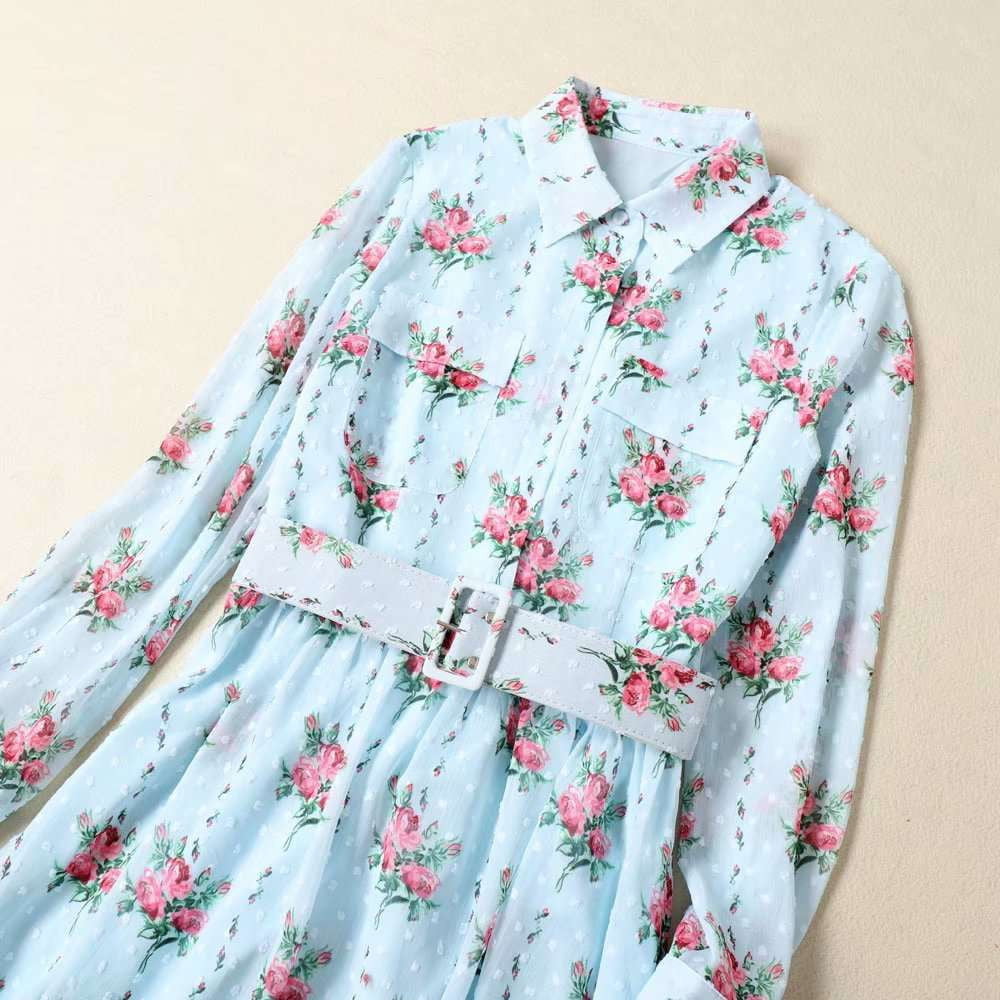 fall floral fashion, floral autumn dress, light blue dress - available at Sparq Mart