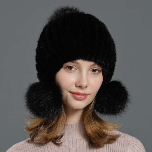 Korean fur hat, luxurious fur hat, women's fur hat - available at Sparq Mart