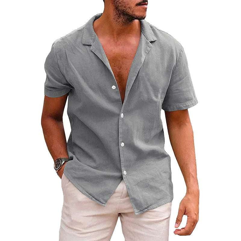 Casual Button-Down, Men's Beach Shirt, Summer Short Sleeve - available at Sparq Mart