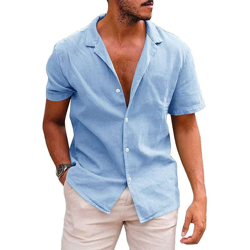 Casual Button-Down, Men's Beach Shirt, Summer Short Sleeve - available at Sparq Mart