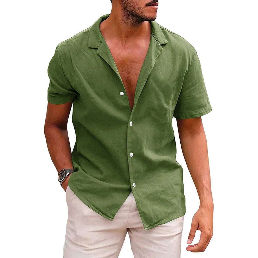 Casual Button-Down, Men's Beach Shirt, Summer Short Sleeve - available at Sparq Mart