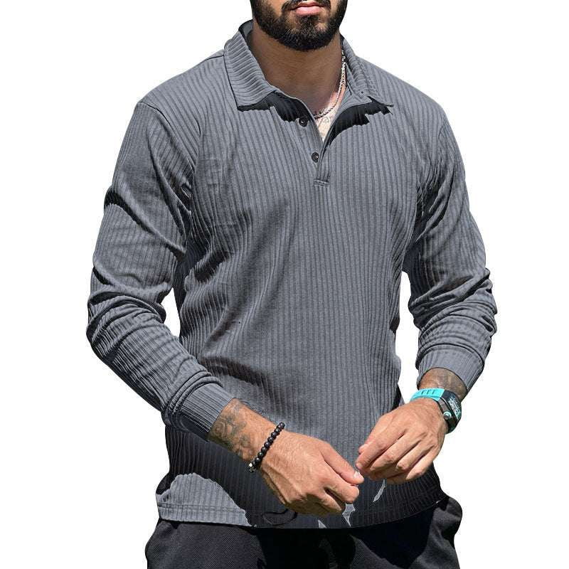 Casual Lapel Shirts, Comfortable Polyester Top, Men's Long Sleeve - available at Sparq Mart