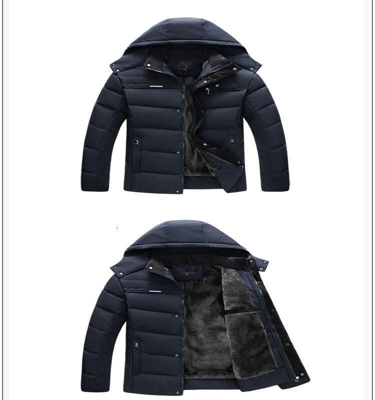 hooded cotton outerwear, plus size apparel, winter jacket men - available at Sparq Mart