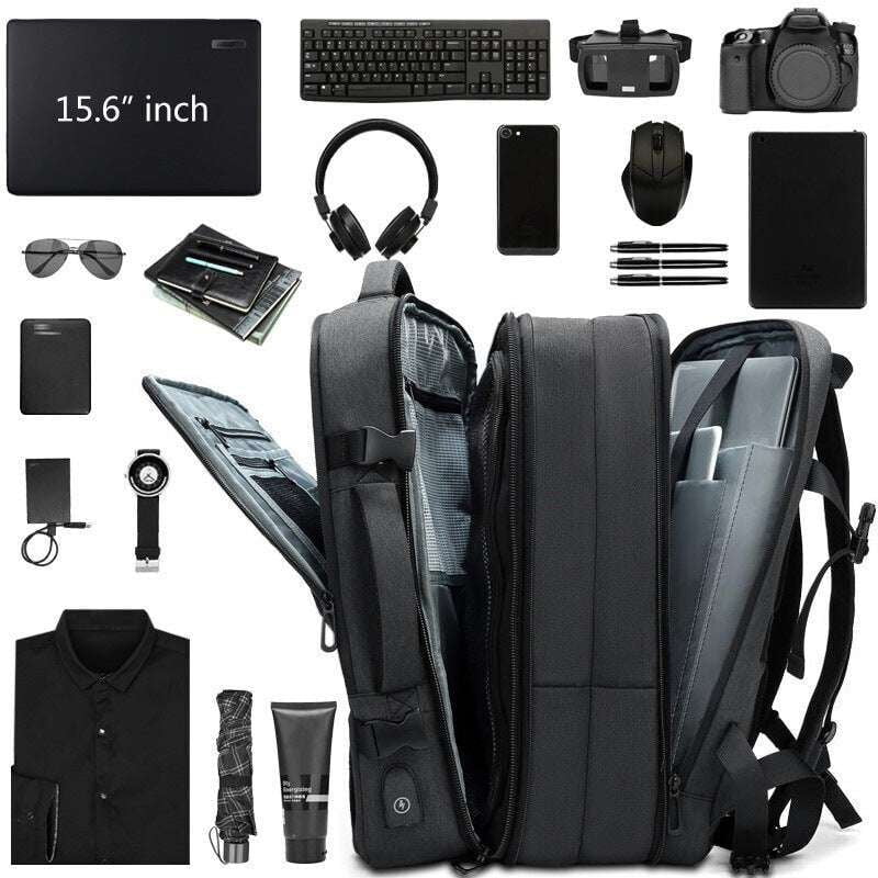 Business Backpack Grey, Men's Travel Bag, Oxford Business Backpack - available at Sparq Mart