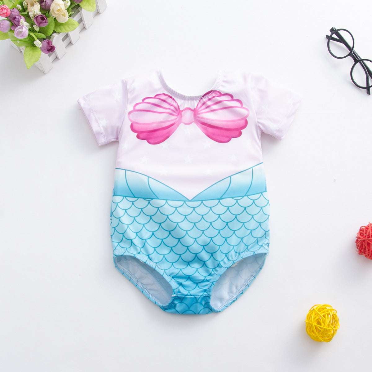 Kids Mermaid Swimsuit, One-piece Swimsuit Child, Scale Print Swimwear - available at Sparq Mart