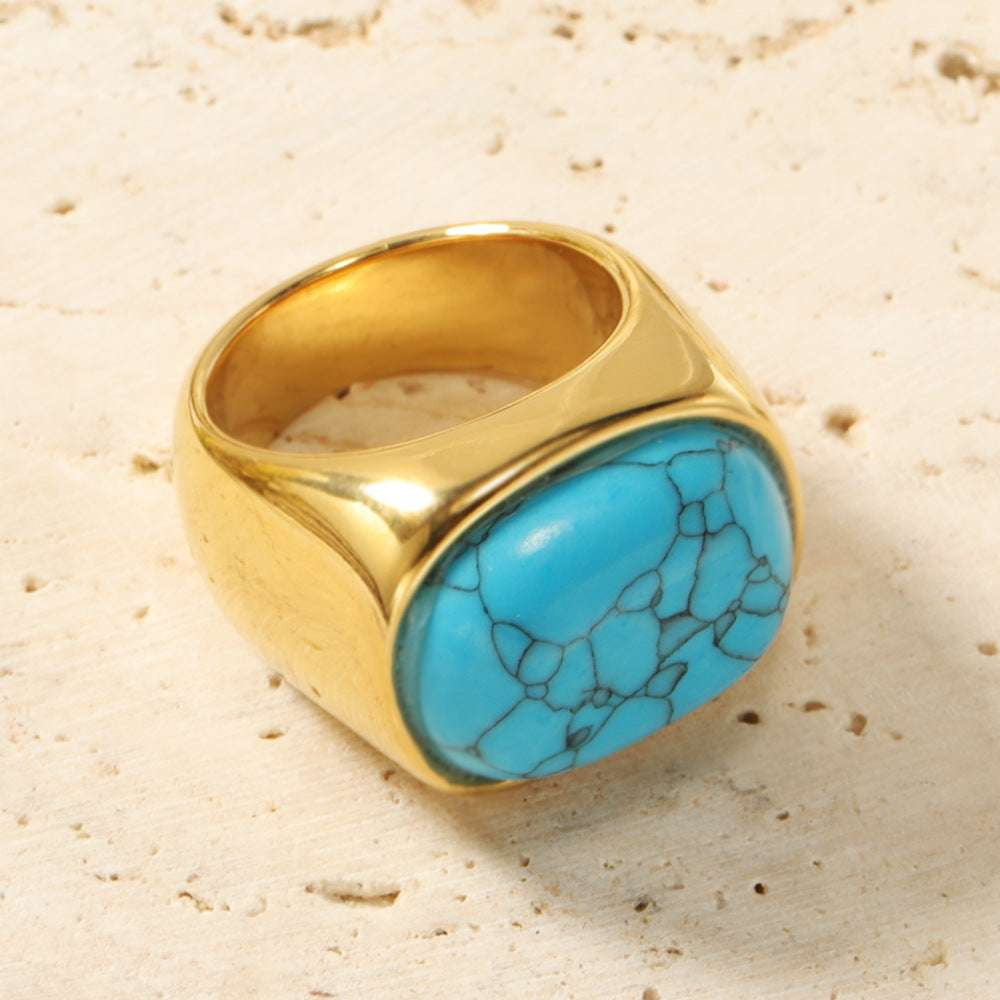 gemstone fashion ring, gold plated ring, stainless steel ring - available at Sparq Mart