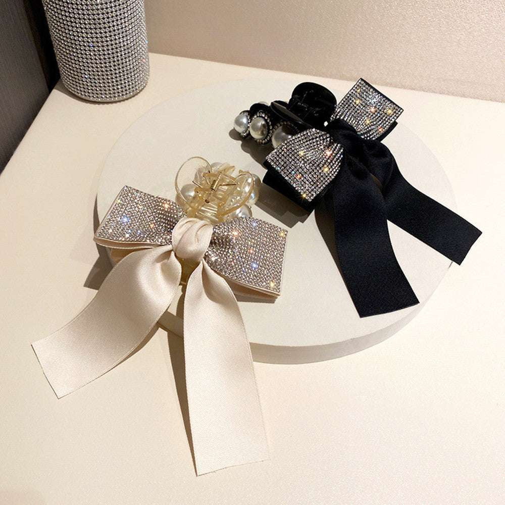 Glitter Bow Clip, Oversized Hair Accessory, Pearl Hair Clip - available at Sparq Mart