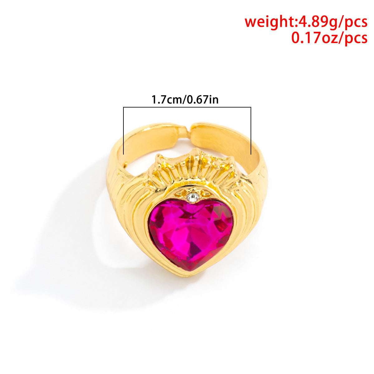 Gold Index Ring, Heart Finger Ring, Peach Heart Ring - available at Sparq Mart